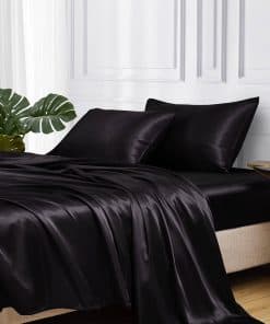 Juego de sábanas de satén MR&HM, Set de sábanas King Size,