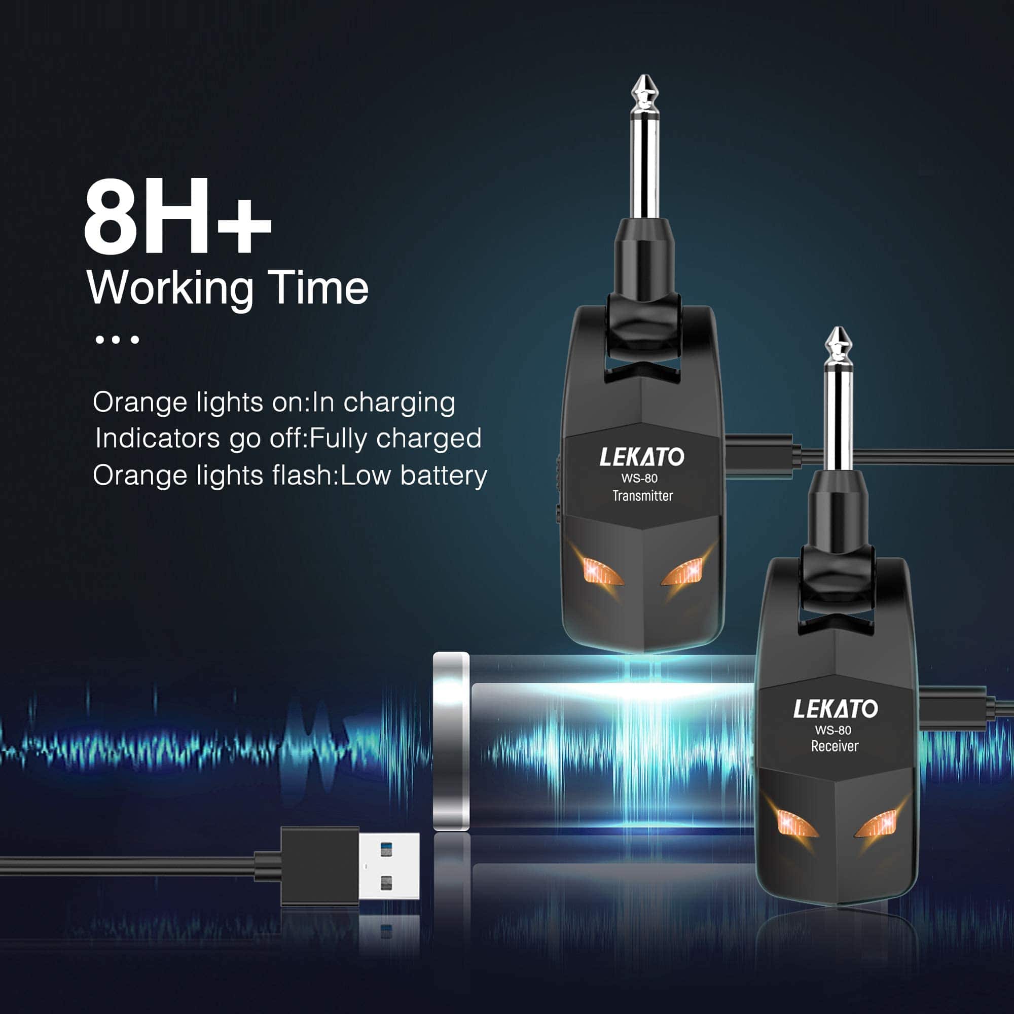 Sistema Inalámbrico de Guitarra LEKATO 2.4Ghz Transmisor - Imagen 4