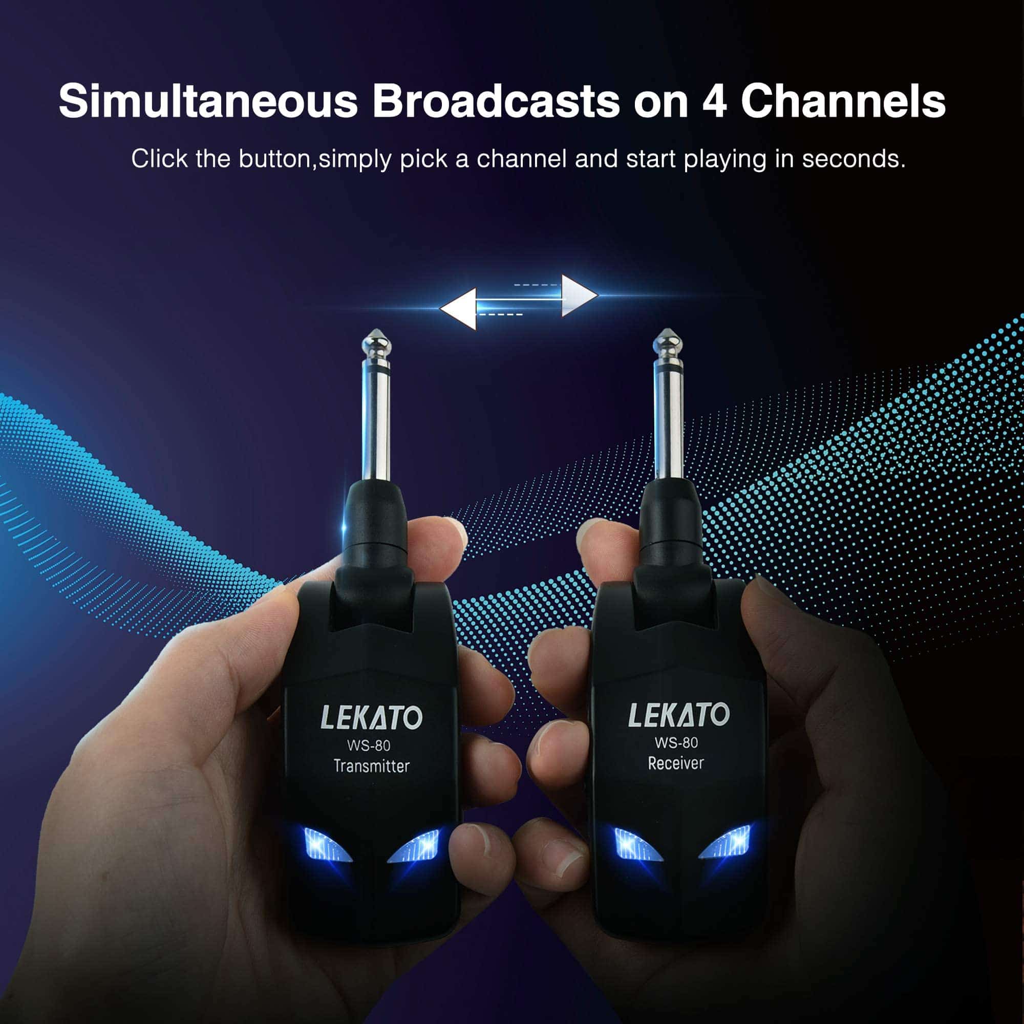 Sistema Inalámbrico de Guitarra LEKATO 2.4Ghz Transmisor - Imagen 6