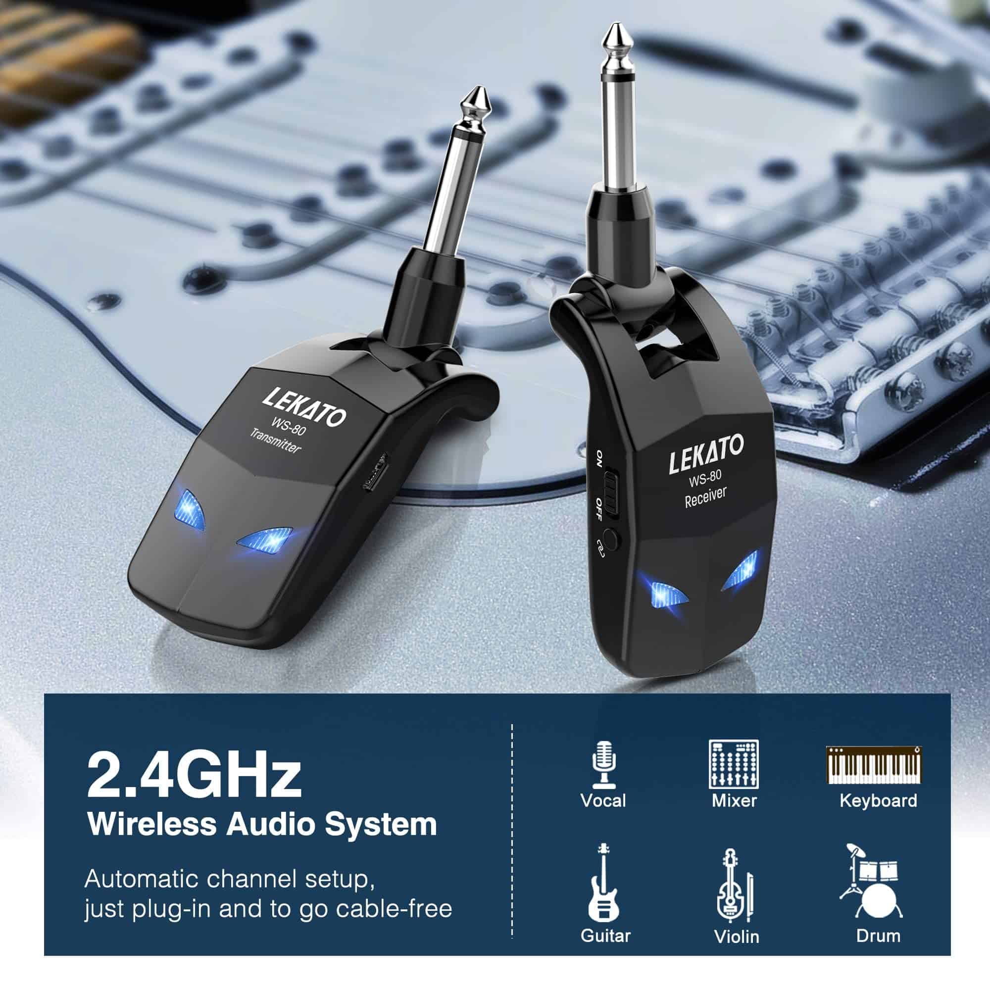 Sistema Inalámbrico de Guitarra LEKATO 2.4Ghz Transmisor - Imagen 3