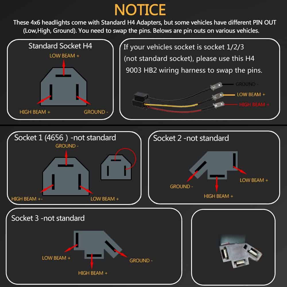 Faros LED FNGET 4pcs 4x6 con Haz Alto/Bajo DRL Blanco - Imagen 9