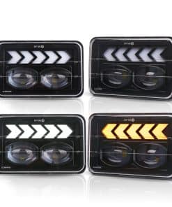 Faros LED FNGET 4pcs 4x6 con Haz Alto/Bajo DRL Blanco