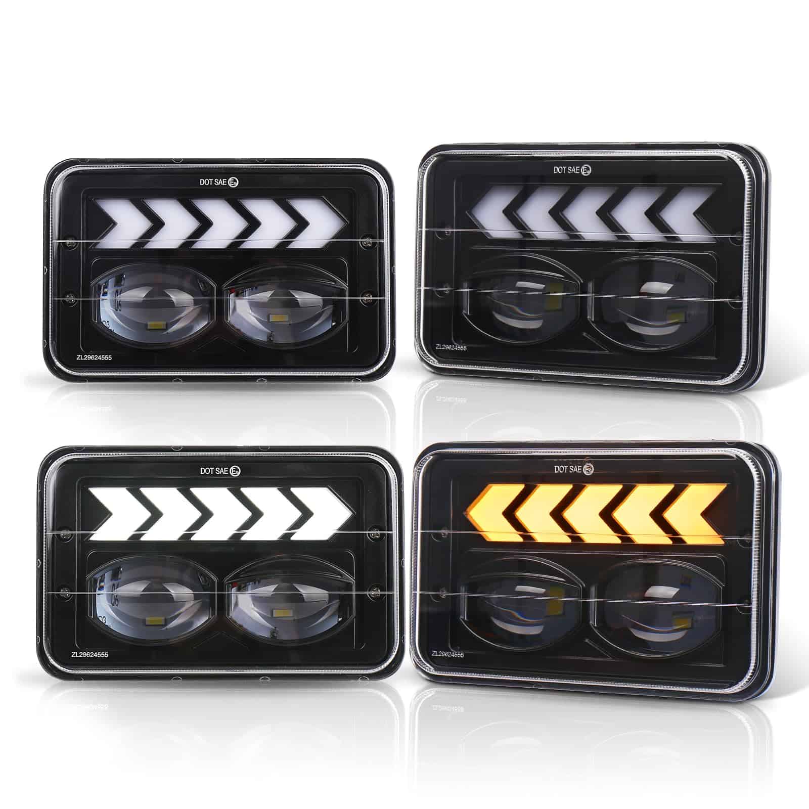 Faros LED FNGET 4pcs 4x6 con Haz Alto/Bajo DRL Blanco