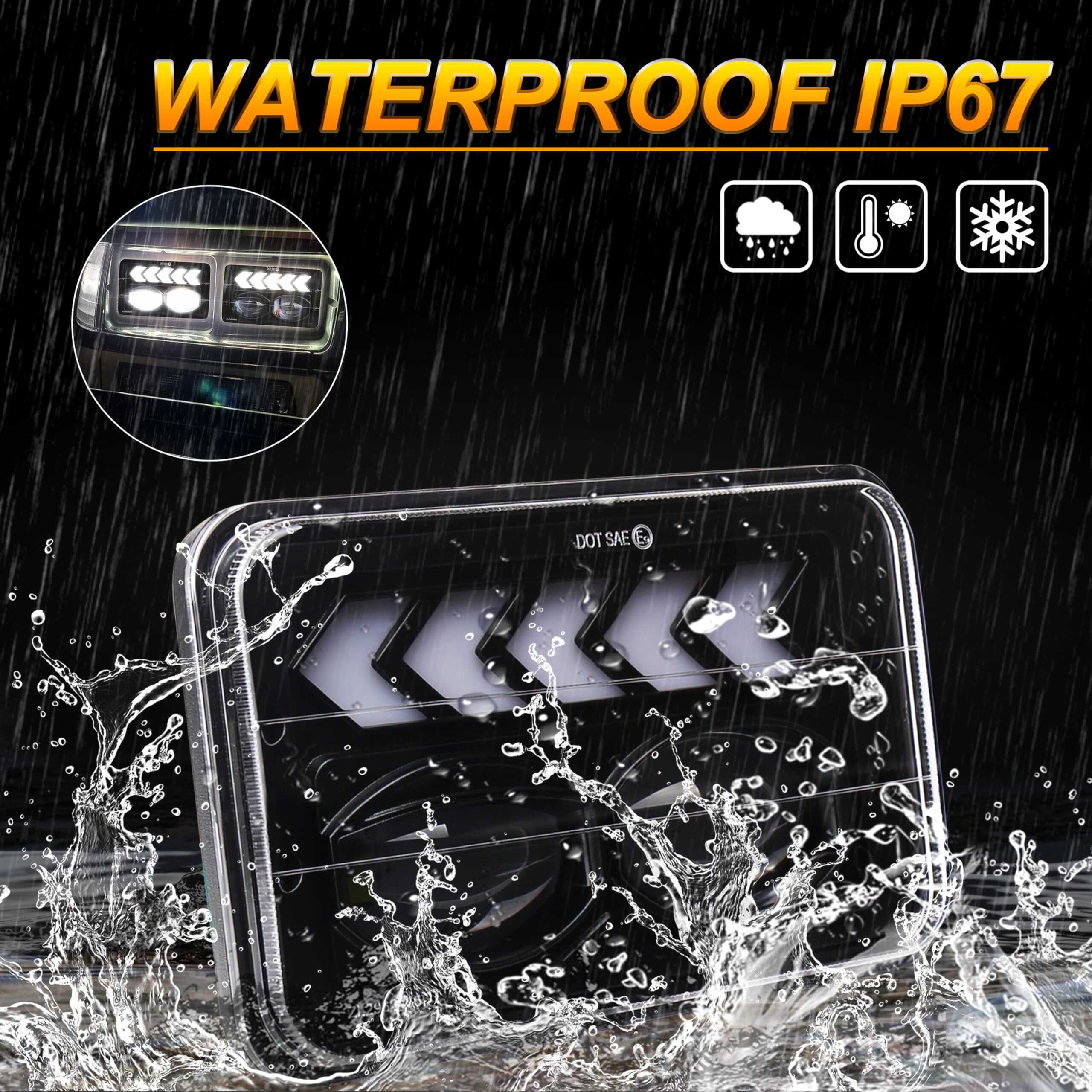 Faros LED FNGET 4pcs 4x6 con Haz Alto/Bajo DRL Blanco - Imagen 6