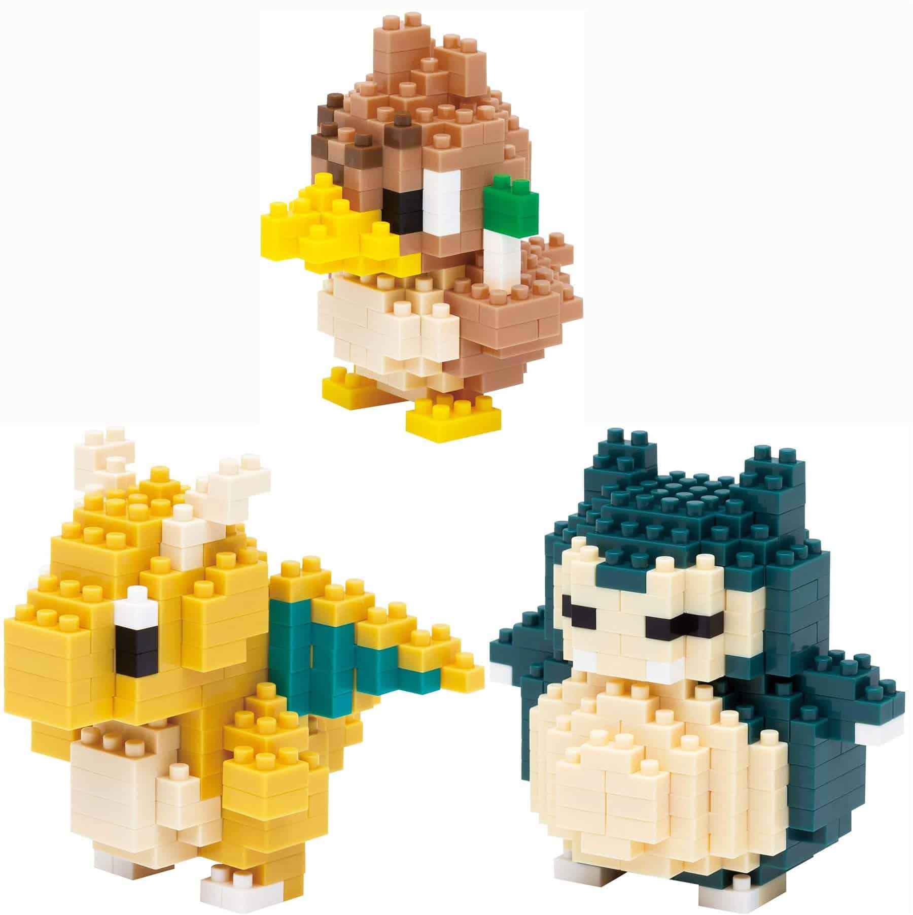 Paquete de 3 conjuntos de Nanoblocks - Dragonite, Snorlax y