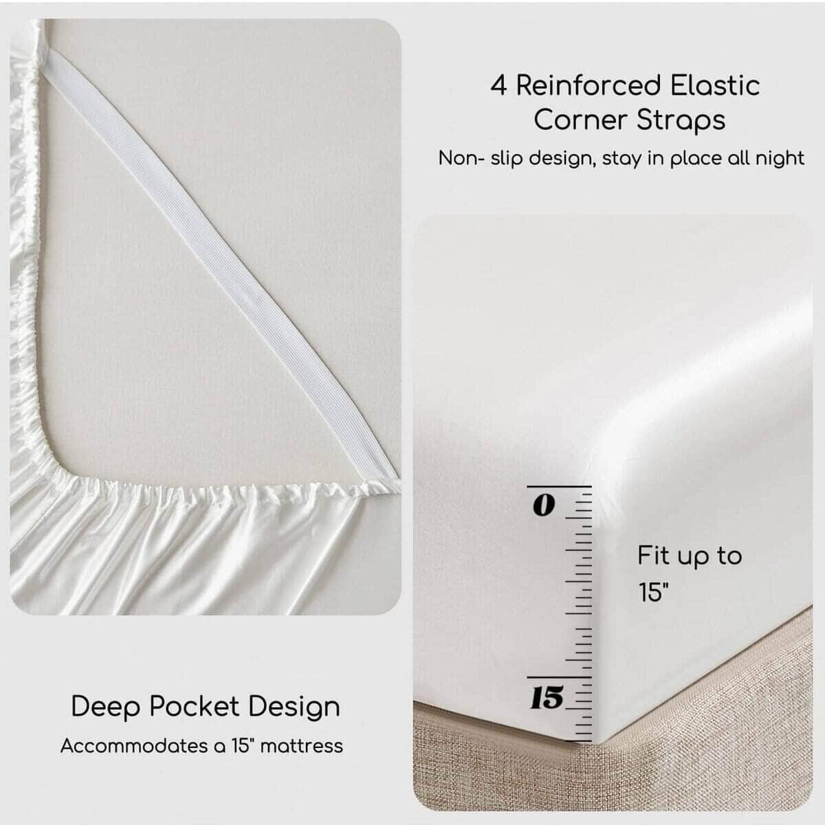 Juego de Sábanas de Satén MR&HM, Queen Size, 4 Piezas, - Imagen 6