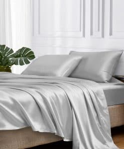 Juego de Sábanas de Satén MR&HM, Set de -Gris Plateado