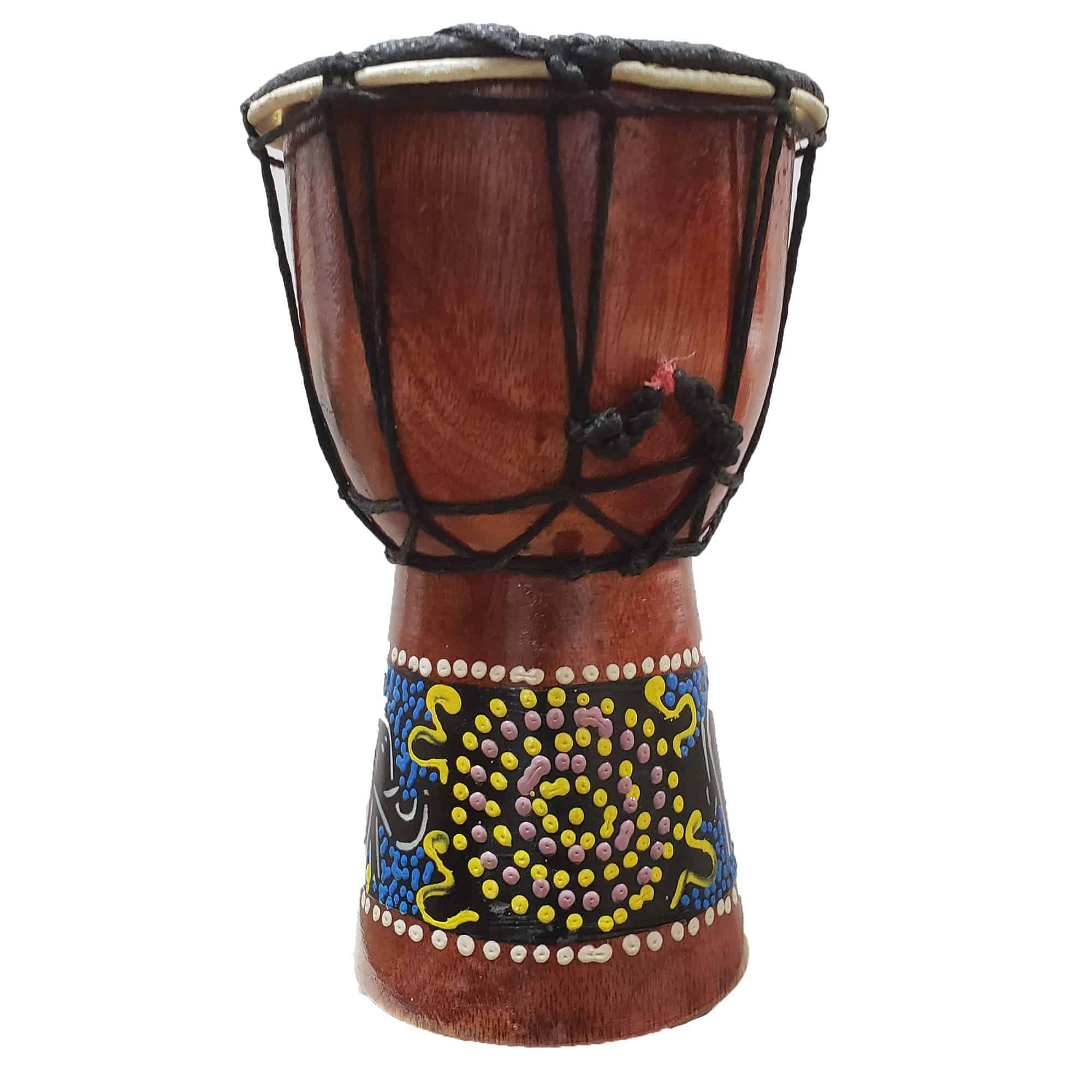 Djembe Drum Pintado a Mano Multicolor Punto Aborigen Con - Imagen 3