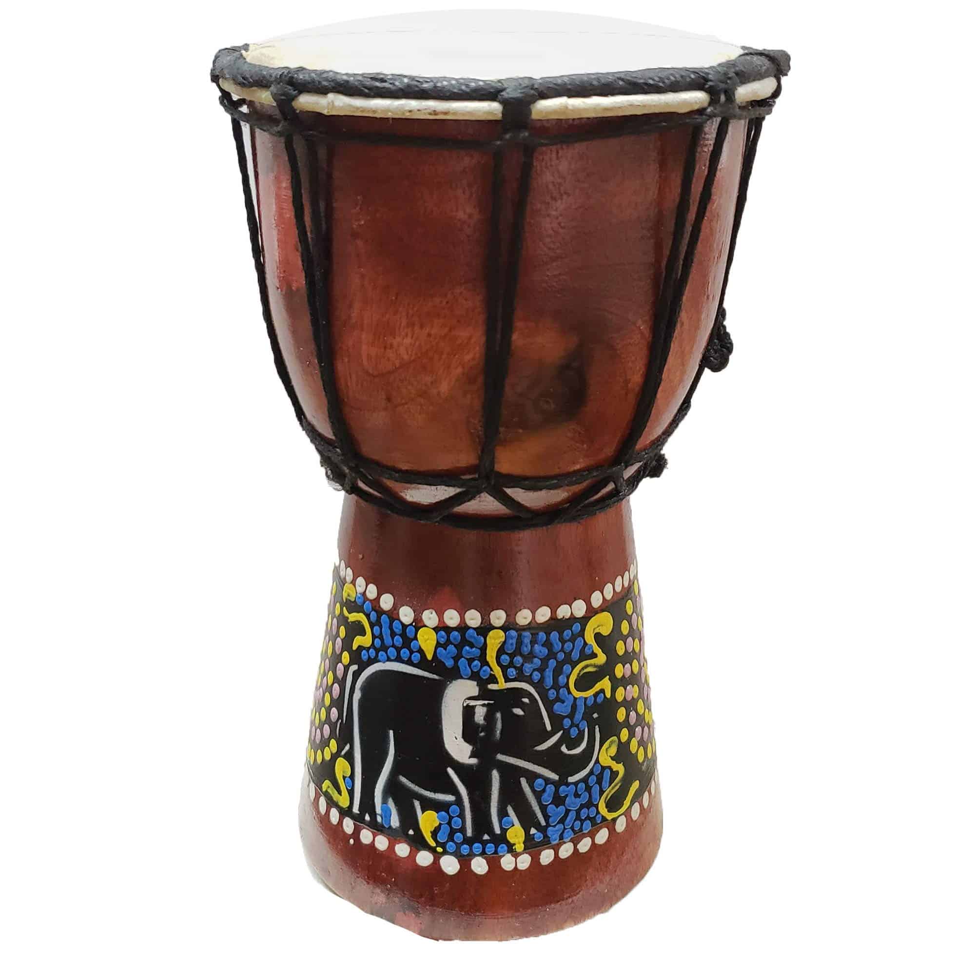 Djembe Drum Pintado a Mano Multicolor Punto Aborigen Con