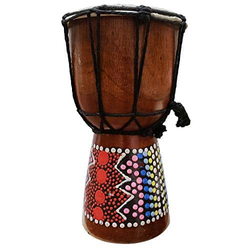 Tambor Djembe Pintado a Mano con Puntos Multicolores y - Imagen 4