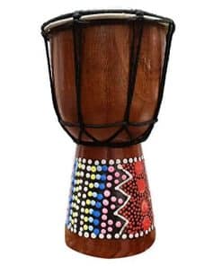 Tambor Djembe Pintado a Mano con Puntos Multicolores y
