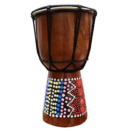 Tambor Djembe Pintado a Mano con Puntos Multicolores y
