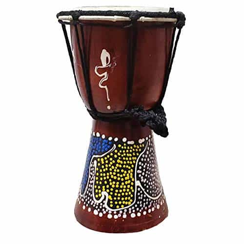 Tambor Djembe Pintado a Mano con Puntos Multicolores y - Imagen 3