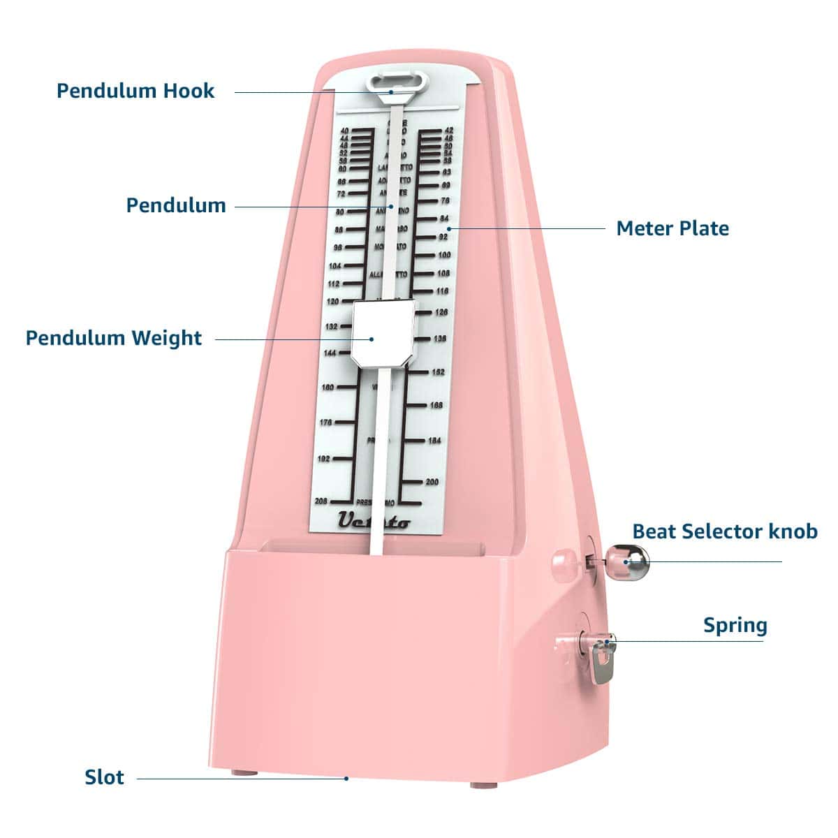 Metronomo Mecánico Sonido Fuerte Piano Batería Violín - Imagen 5