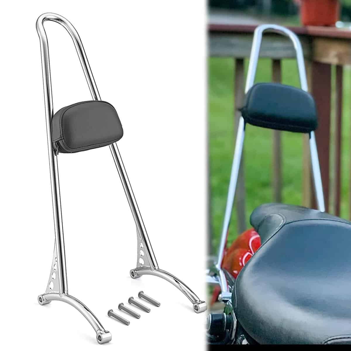 Wsays 21" Sissy Bar Pasajero Respaldo Clásico Cromado