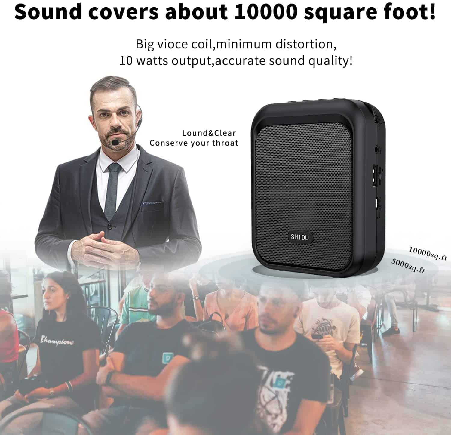 Amplificador de voz mini portátil SHIDU con altavoz - Imagen 4