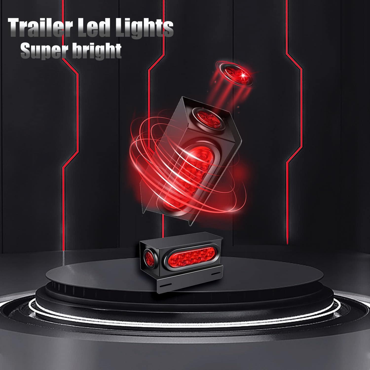 Caja de luz de acero Supoika 2 con luces rojas LED ovaladas - Imagen 6