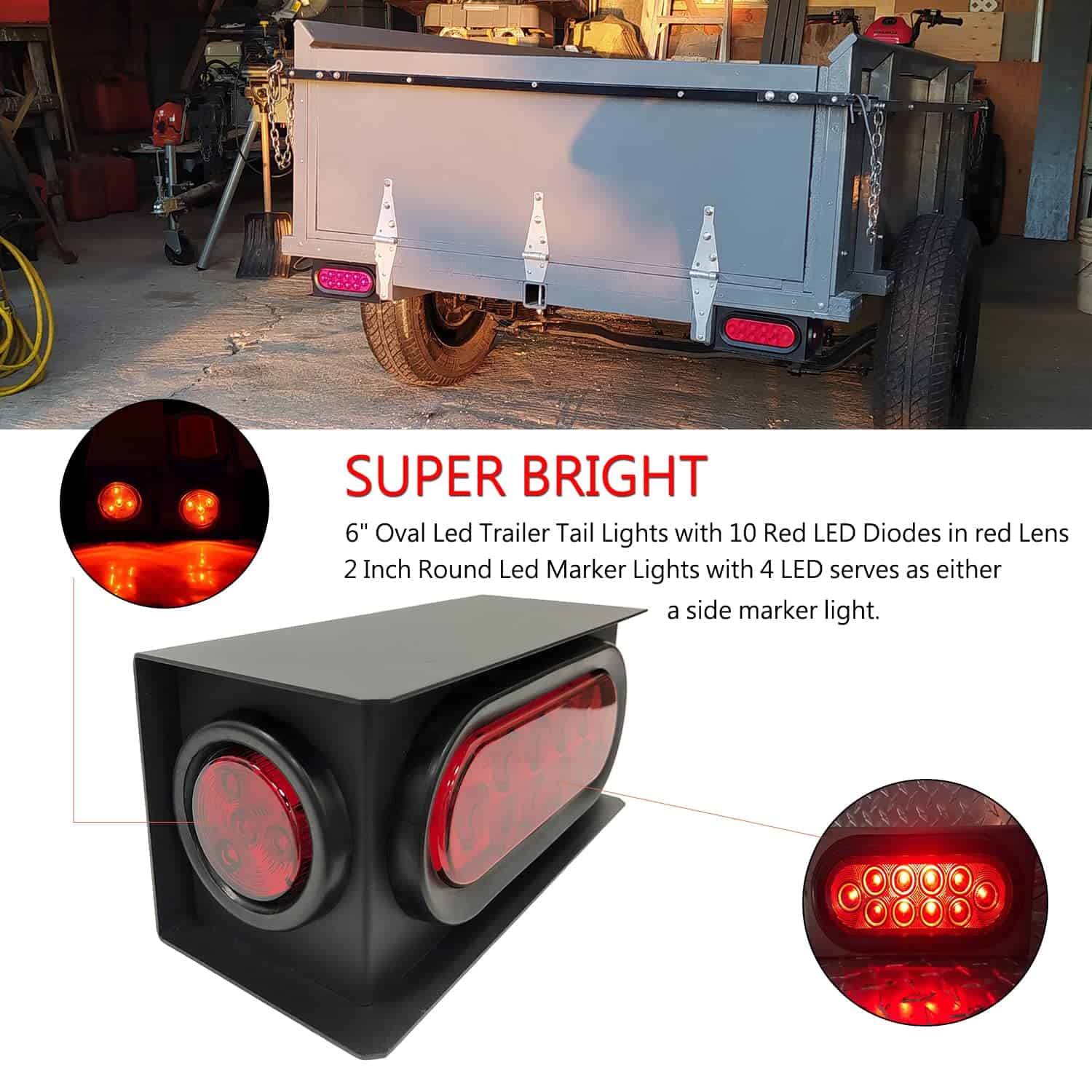 Caja de luz de acero Supoika 2 con luces rojas LED ovaladas - Imagen 3