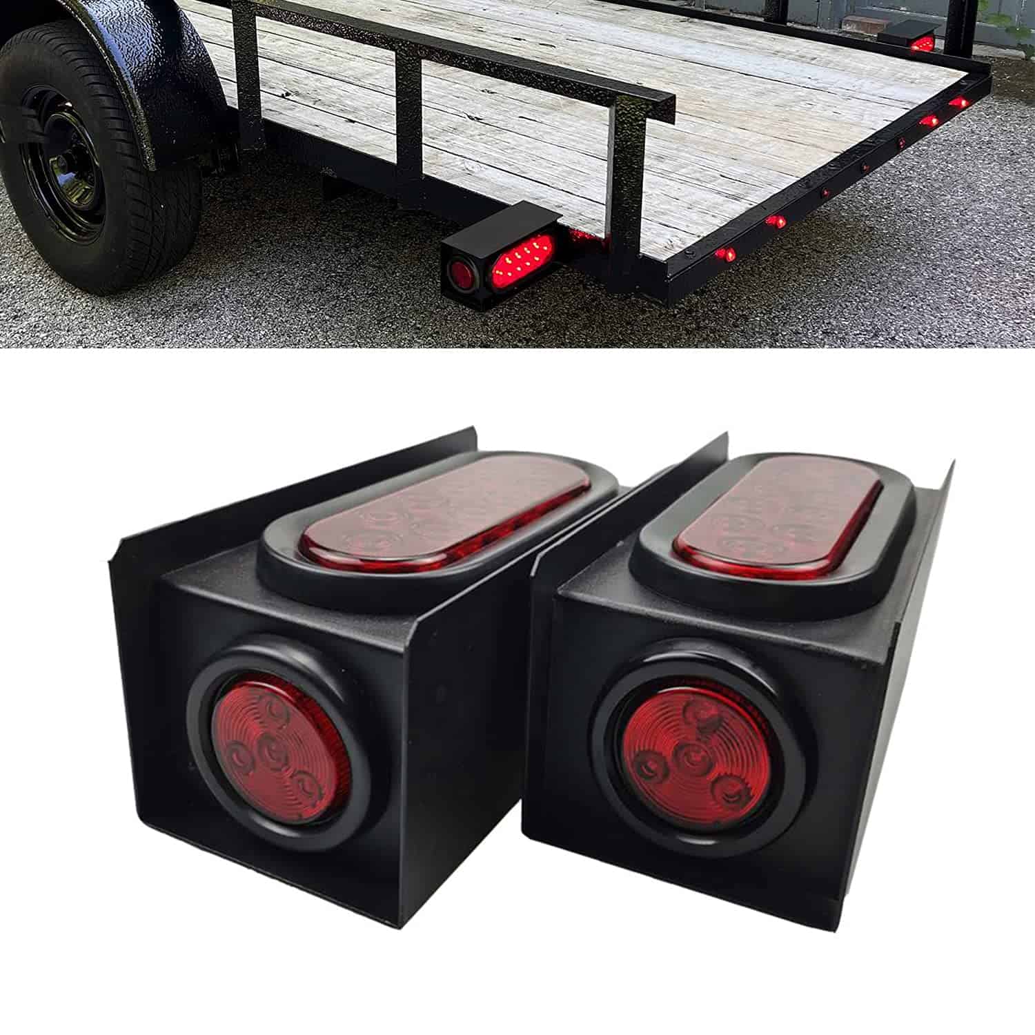 Caja de luz de acero Supoika 2 con luces rojas LED ovaladas