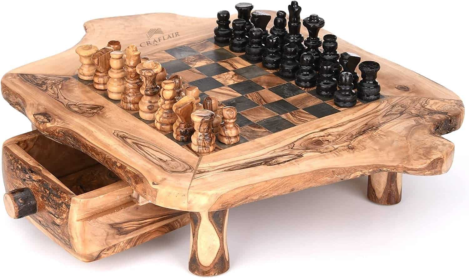 Juego de Ajedrez de Madera de Olivo OLIVIEU -Mezcla de tono