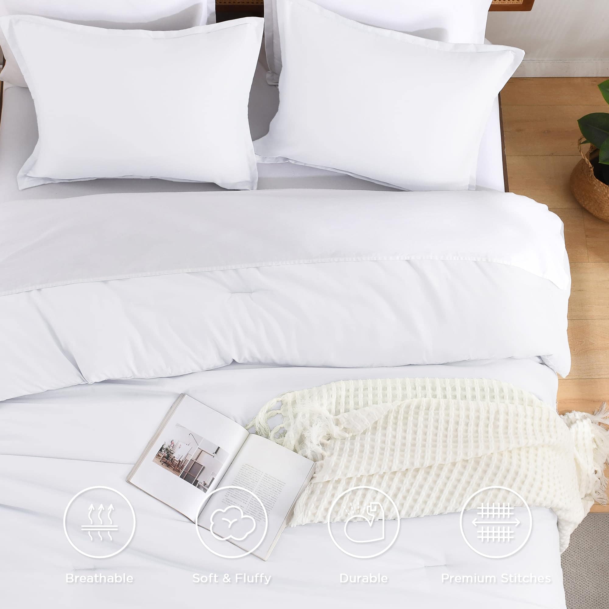 Juego de Edredón Blanco Andency para Cama Individual, 2 - Imagen 4