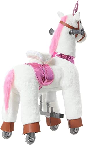 PONYEEHAW Caballito de Juguete Unicornio Rosa de Peluche - Imagen 3