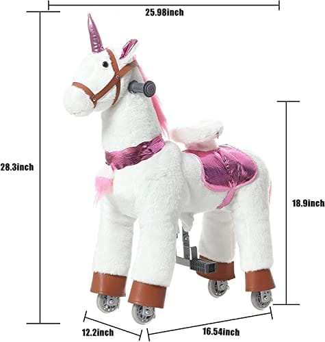 PONYEEHAW Caballito de Juguete Unicornio Rosa de Peluche - Imagen 6