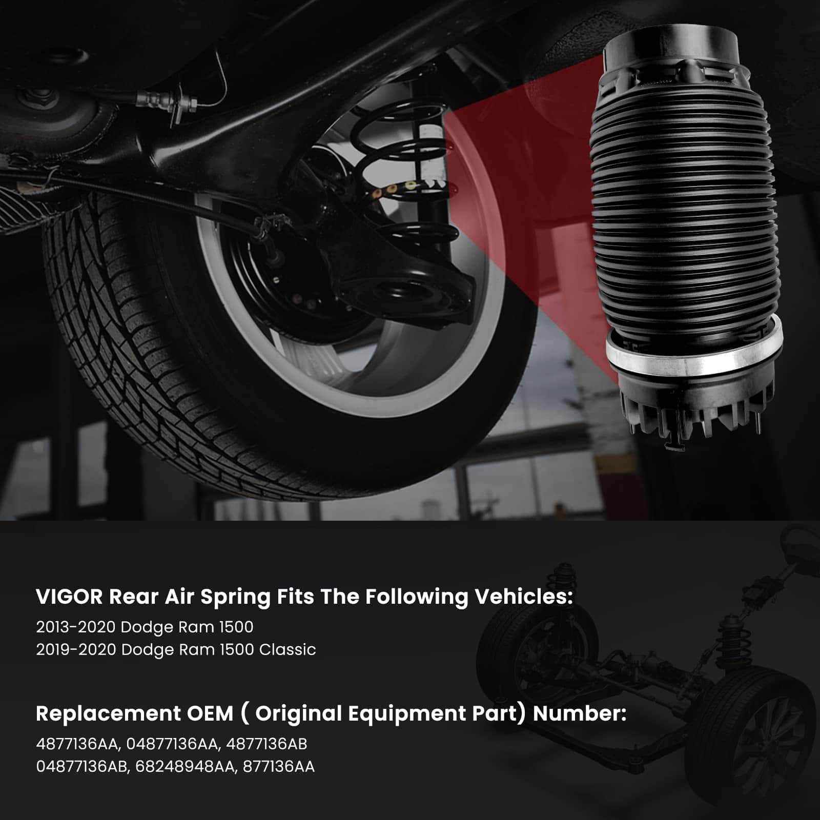 Bolsa de resorte de suspensión trasera Vigor compatible con - Imagen 8