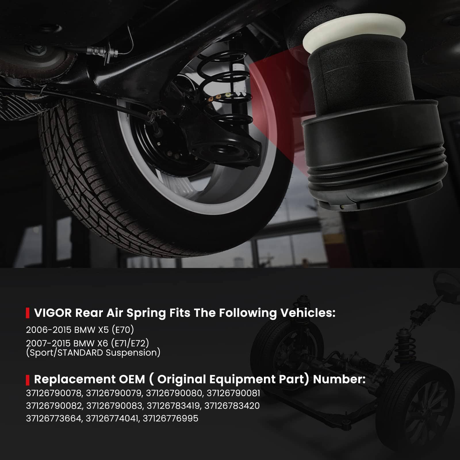 VIGOR Resortes de Suspensión Trasera de Aire Compatible con - Imagen 8