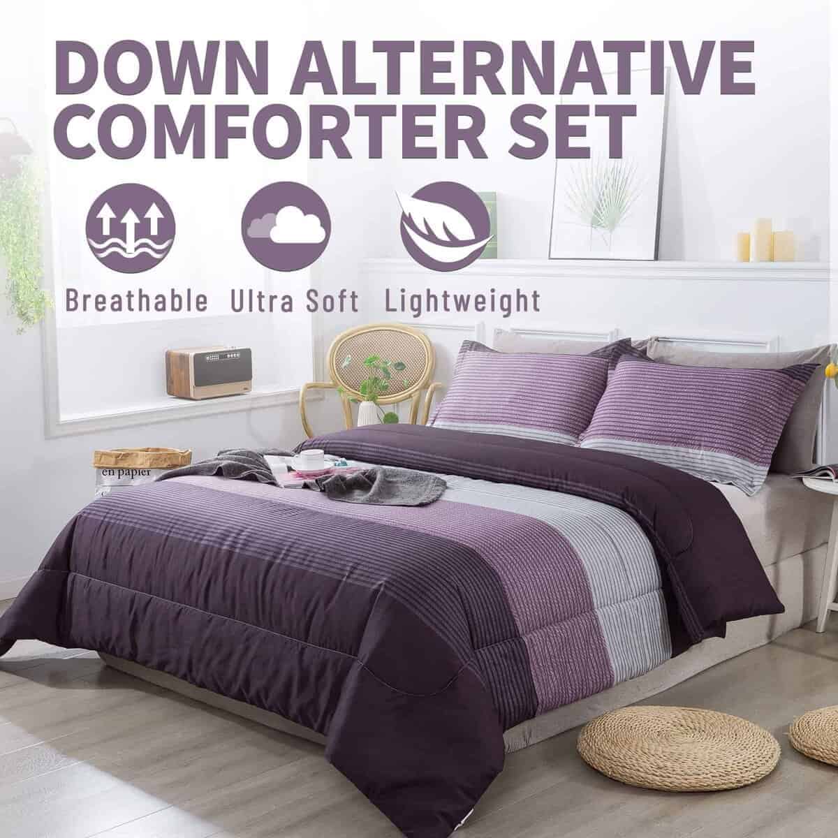 Juego de edredón a rayas Andency tamaño queen (90x90 - Imagen 5