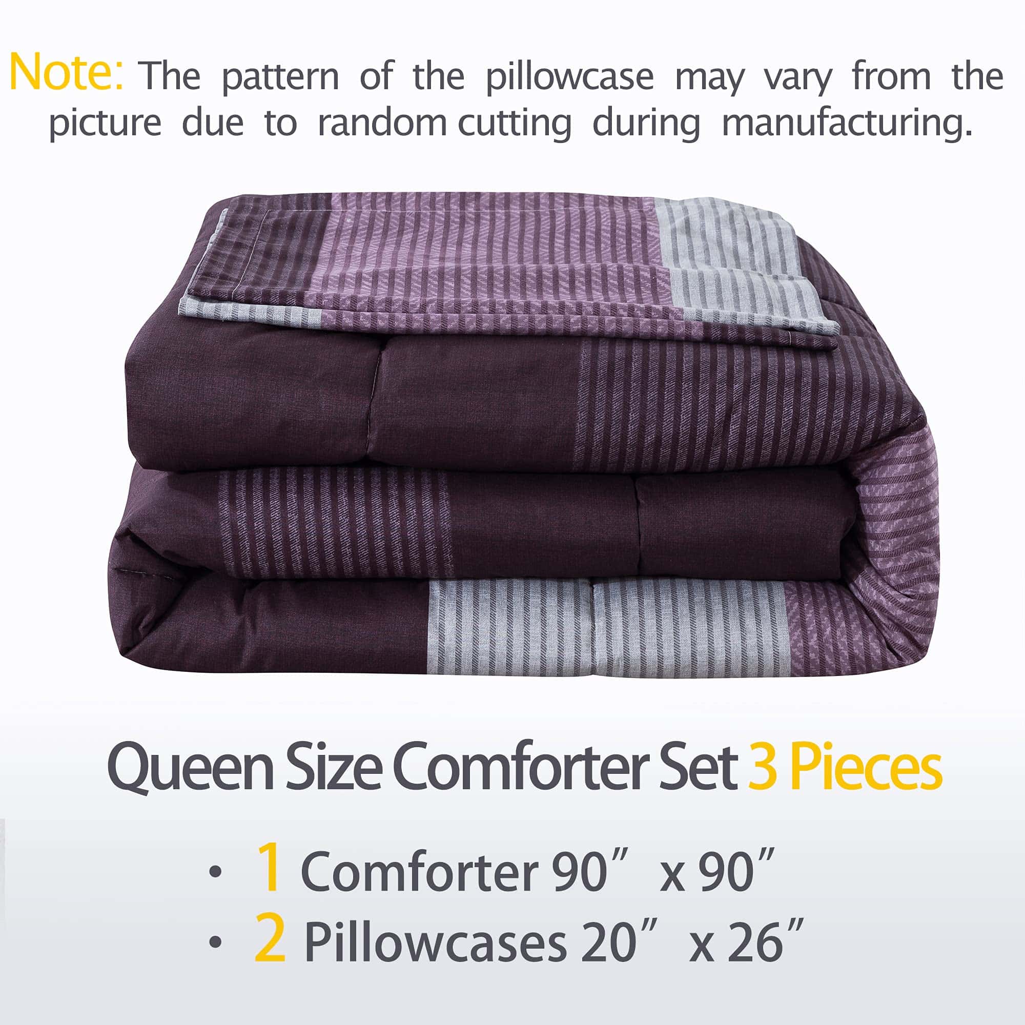 Juego de edredón a rayas Andency tamaño queen (90x90 - Imagen 3