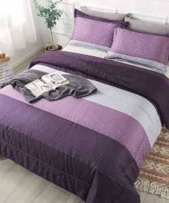 Juego de edredón a rayas Andency tamaño queen (90x90
