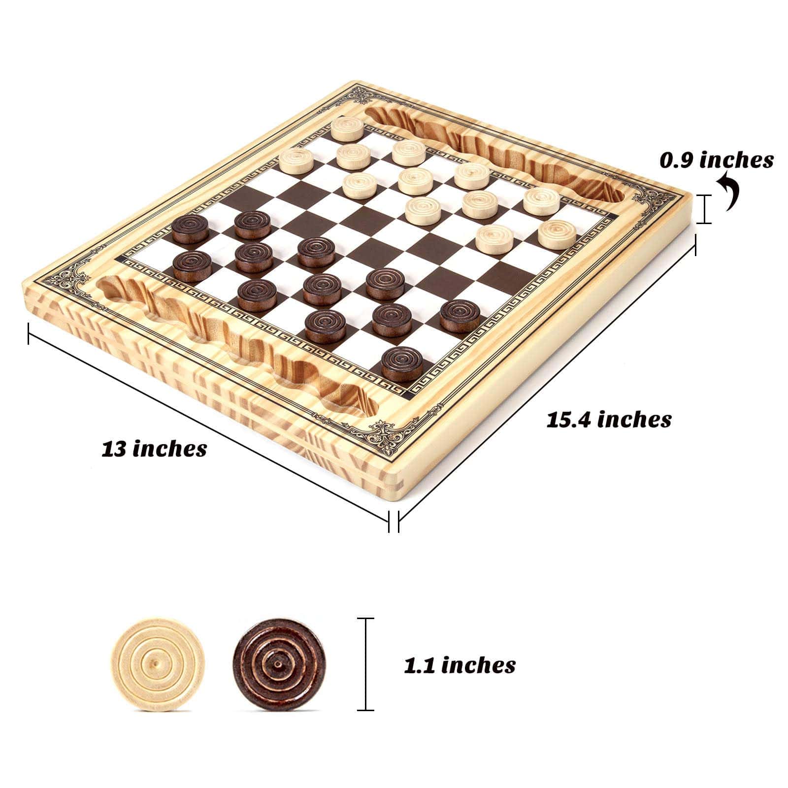 Juego de Damas de Madera AMEROUS, Juego de Tablero de Damas - Imagen 6