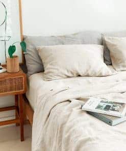 Sábana bajera de lino francés Baloo 100% (Oatmeal - 54"x75"