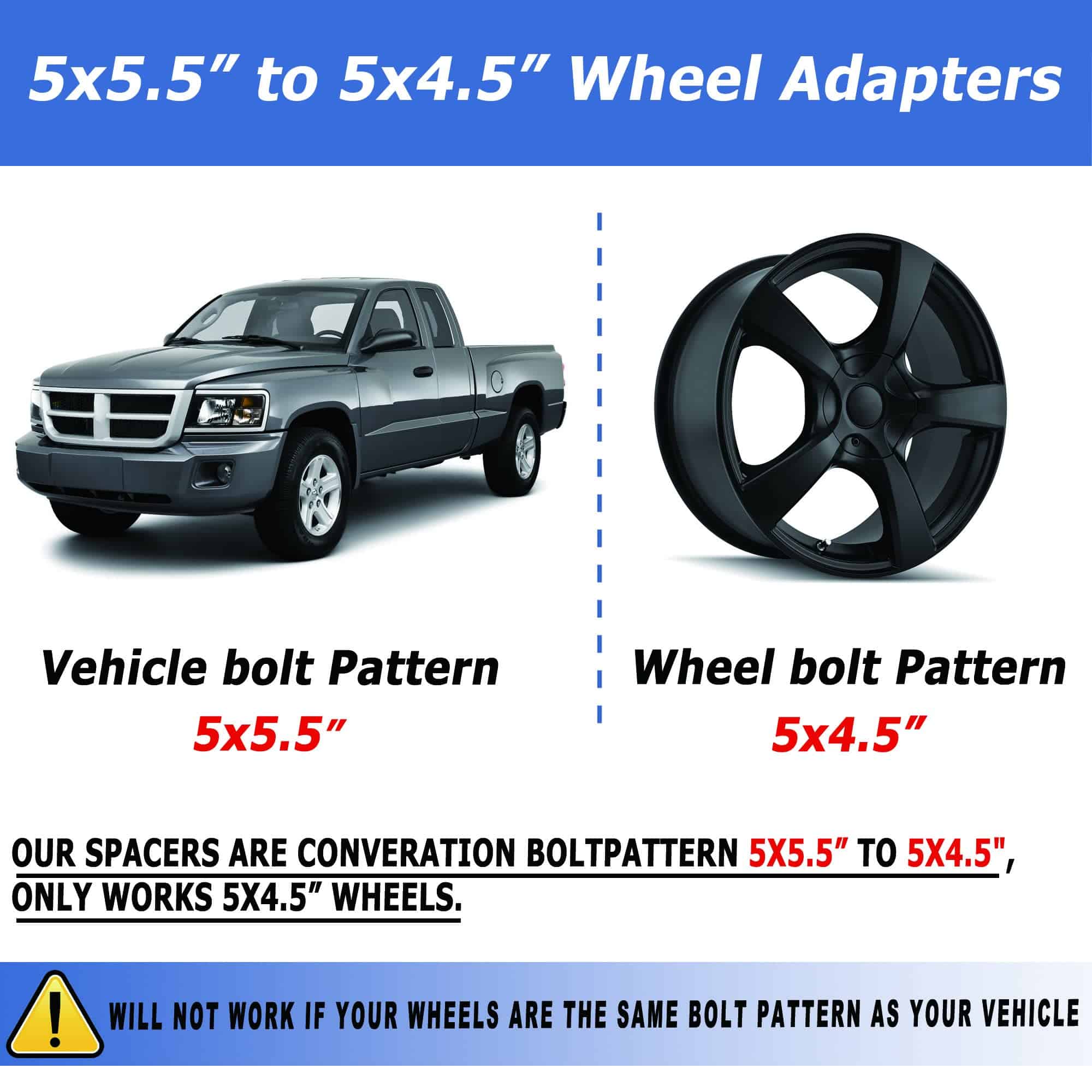 Adaptadores de rueda 5x5.5 a 5x4.5, 1.25 pulgadas 5x139.7 a - Imagen 4