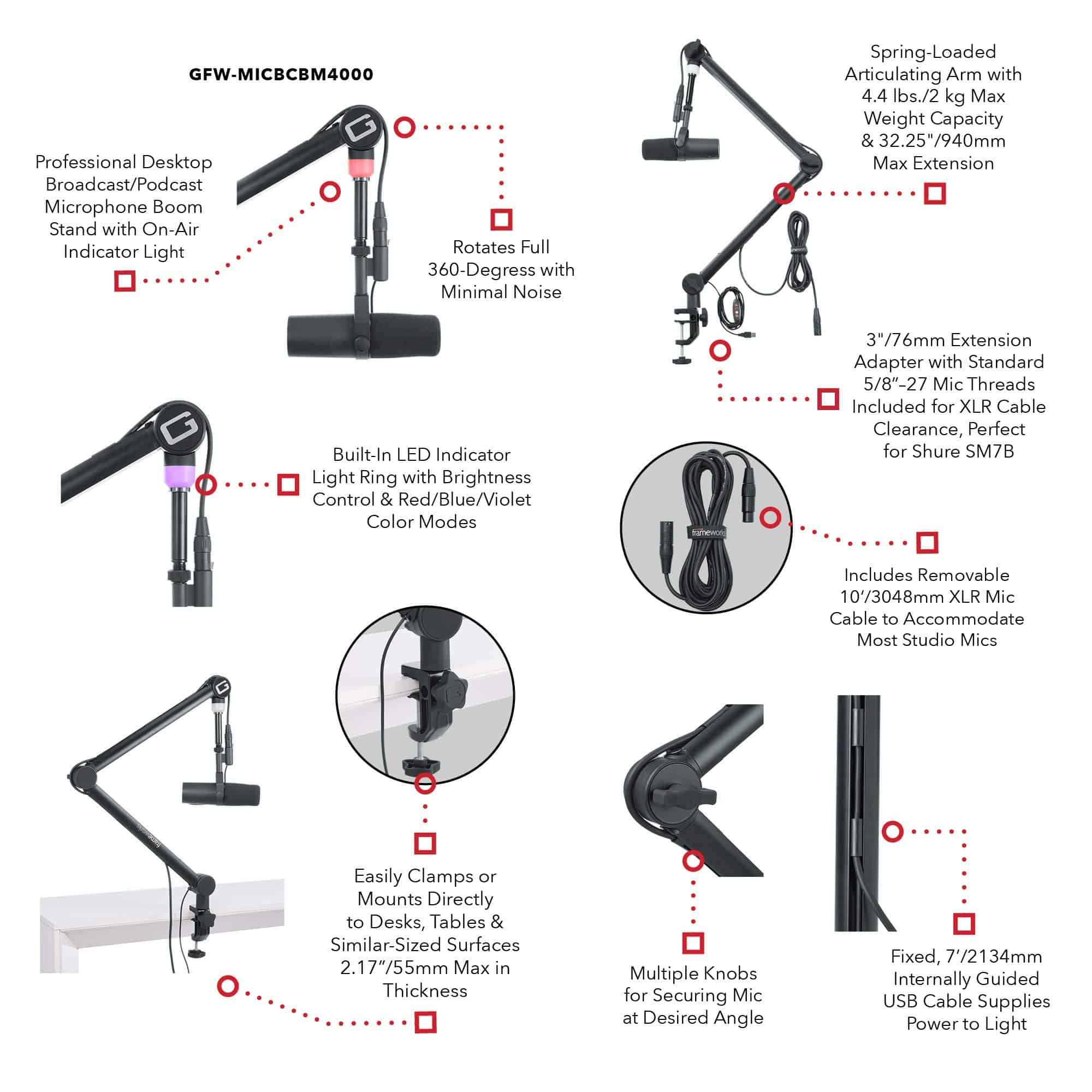 Soporte Profesional de Brazo de Micrófono para - Imagen 3