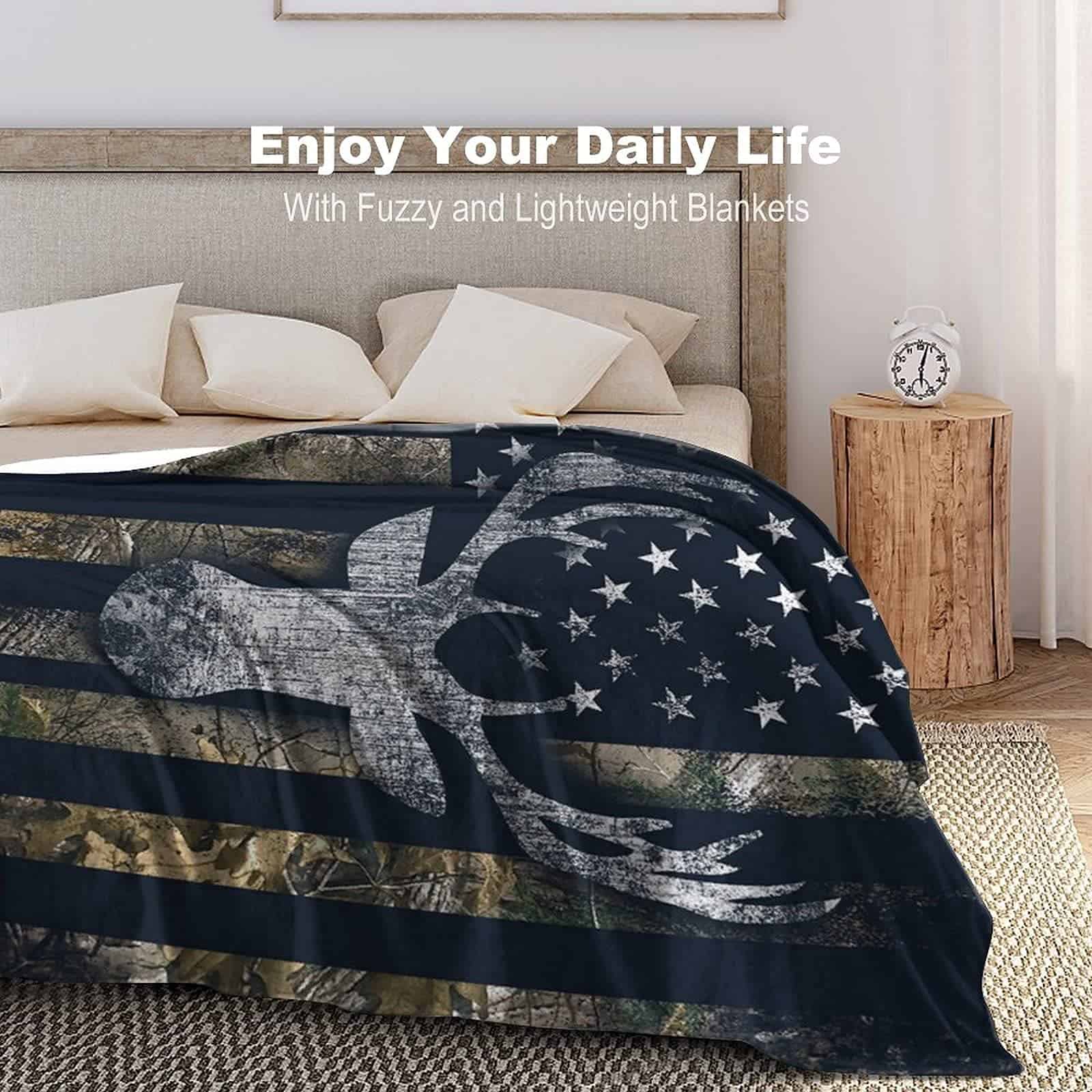 Manta DongDongQiang USA Camo Buck Deer Flag Hunting para - Imagen 8