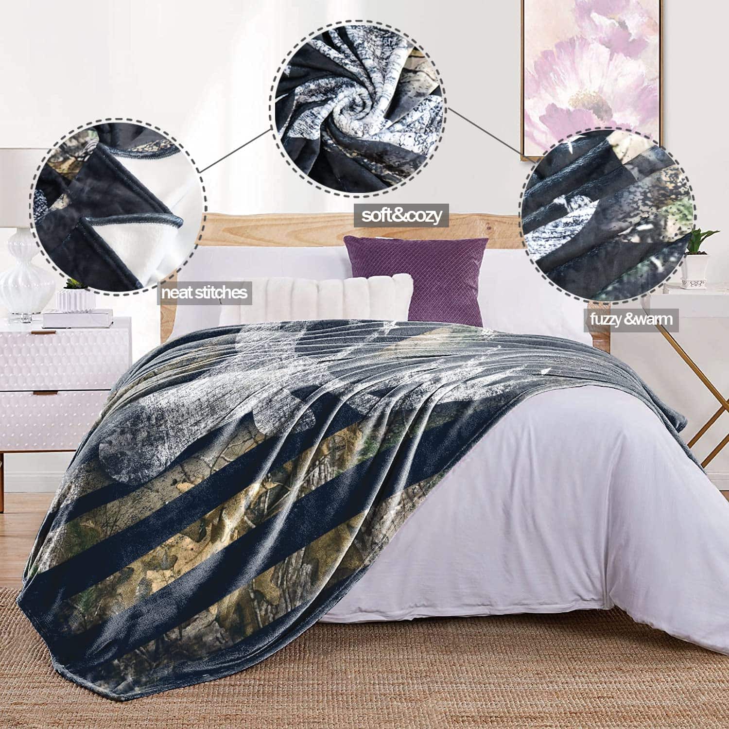 Manta DongDongQiang USA Camo Buck Deer Flag Hunting para - Imagen 6