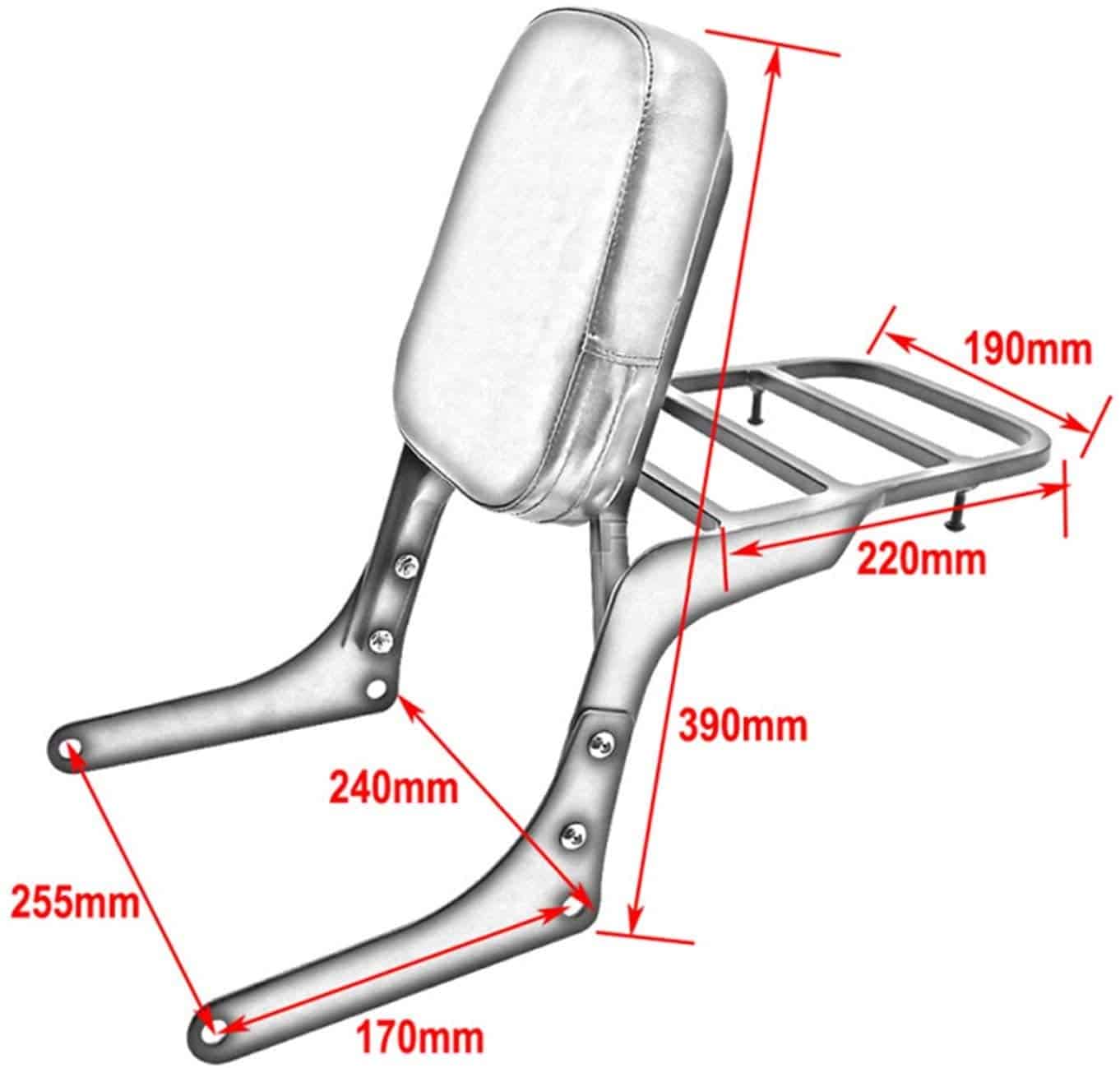 Respaldo Sissy Bar Trasero para Asiento de Motocicleta - Imagen 6
