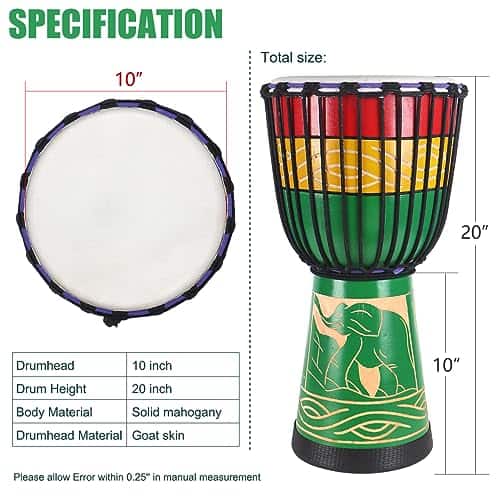 Tambores Africanos Djembe de Lotmusic, 10'' Estándar Hechos - Imagen 6