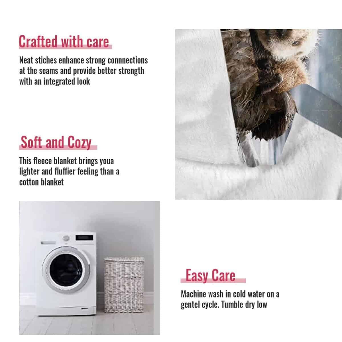 Manta de Nutrias Natación HommomH 50"x60" Suave y Esponjosa - Imagen 6