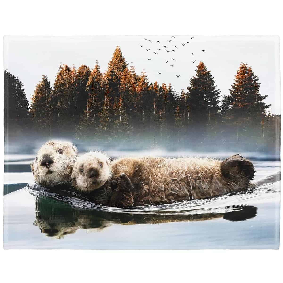 Manta de Nutrias Natación HommomH 50"x60" Suave y Esponjosa