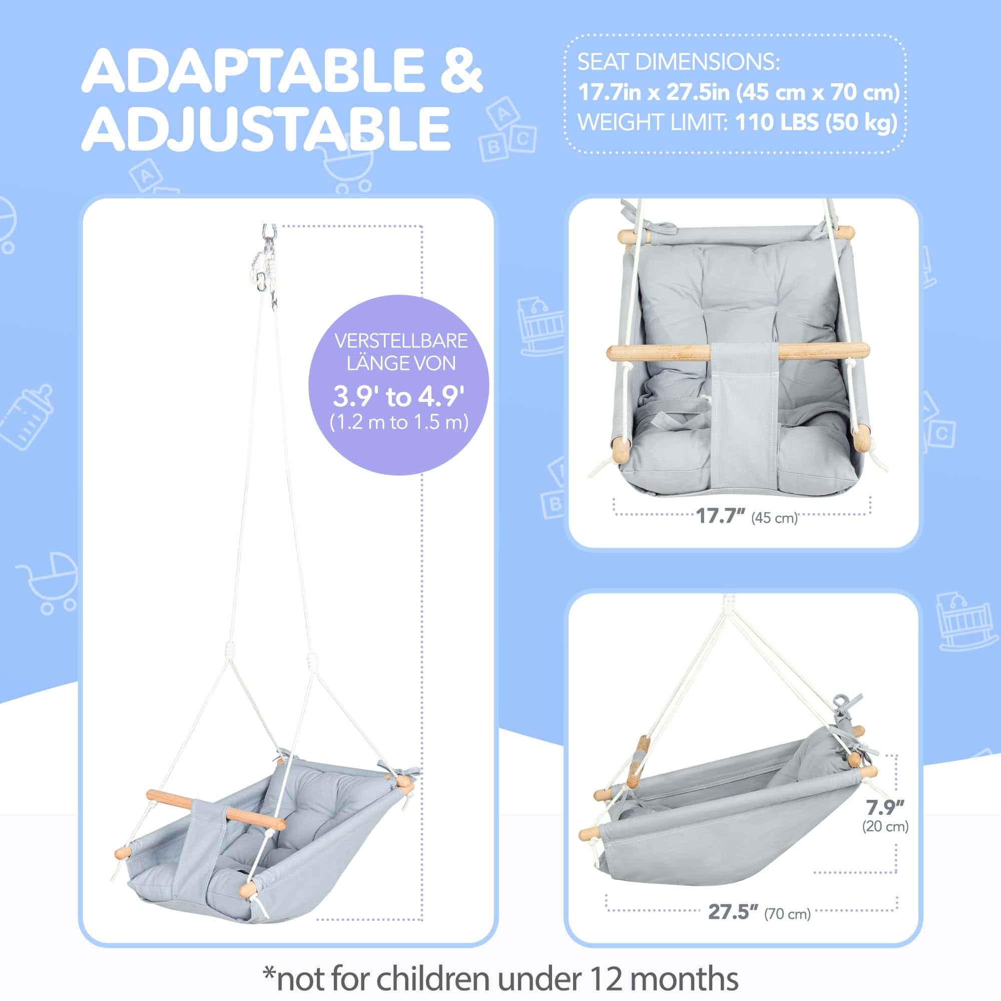 CaTeam - Columpio para Niños de Lona, Asiento Columpio de - Imagen 5