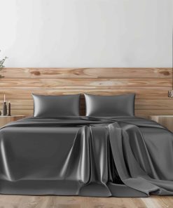 Juego de Sábanas de Satén Candoury 4 Piezas, -Gris Oscuro