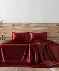 Juego de Sábanas de Satén Candoury 6 Piezas, -Borgoña