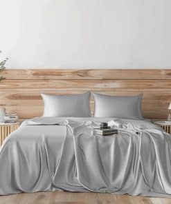Juego de sábanas de satén Candoury de 4 -Gris Plata