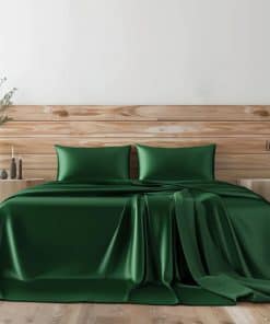 Juego de sábanas de satén Candoury de 6 -Verde Oscuro