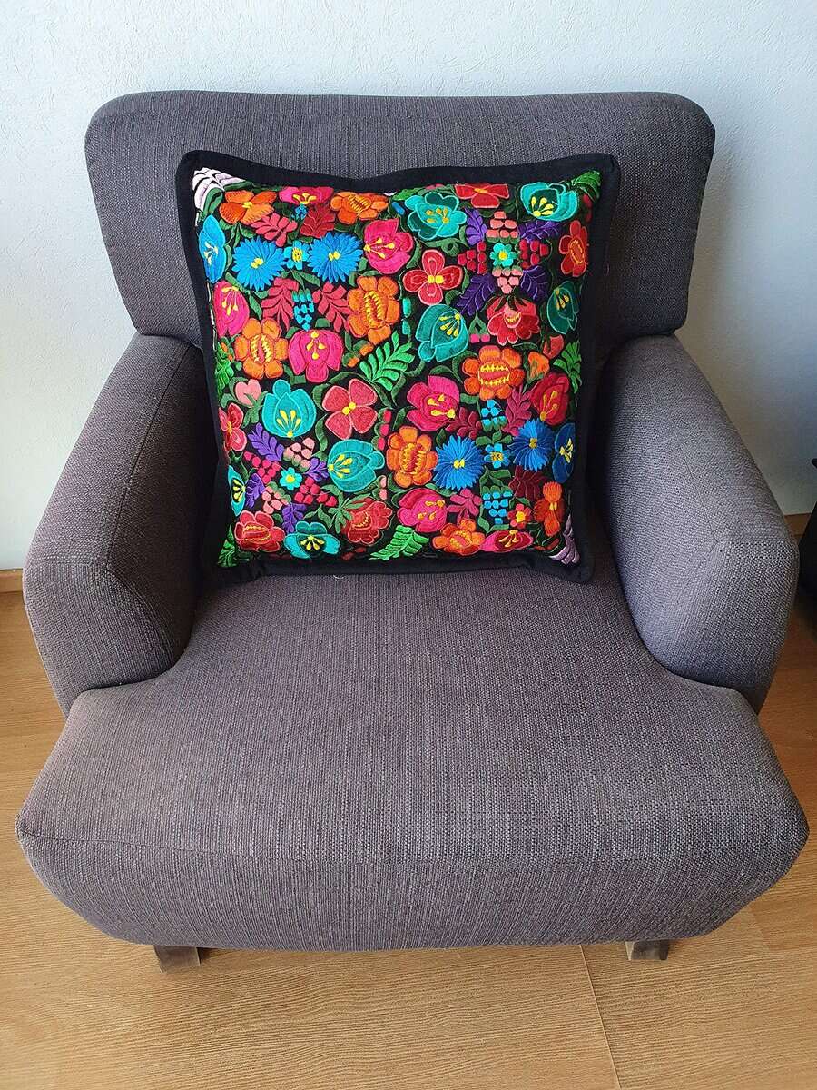 Funda de Cojín Hecha a Mano Mexicana ALKIMIA INC Bordado de - Imagen 7