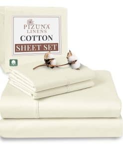 Juego de Sábanas Pizuna Pure 100% Algodón -Blanco Crema