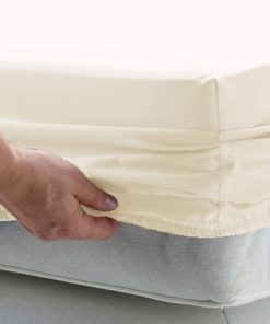 Sábana bajera queen de algodón 100% de lujo Pizuna Ivory,